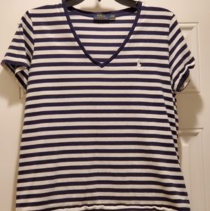 Ralph Lauren Navy Blue and White Stripe Polo